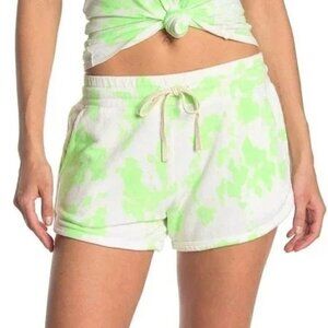Sundry Pop Lime Tie Dye Pull On Drawstring Dolphin Modal Shorts Green